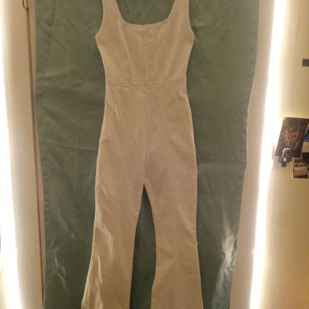 Forever 21 White Denim Jumpsuit XS
